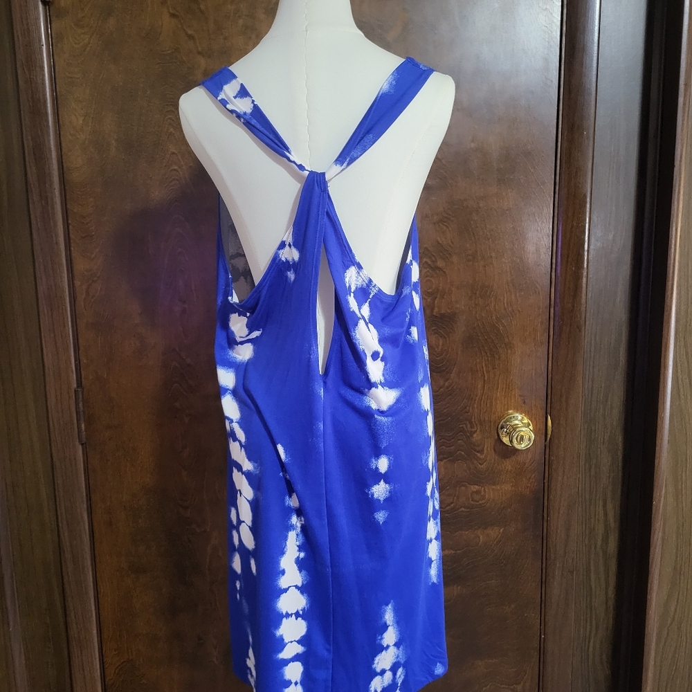 Blue Tie-Dye Sleeveless Dress Or Swim Coverup - Picture 3 of 4